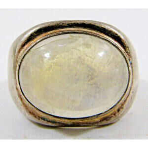 Vintage Sterling Silver and White Quartz Ring Size 7.75